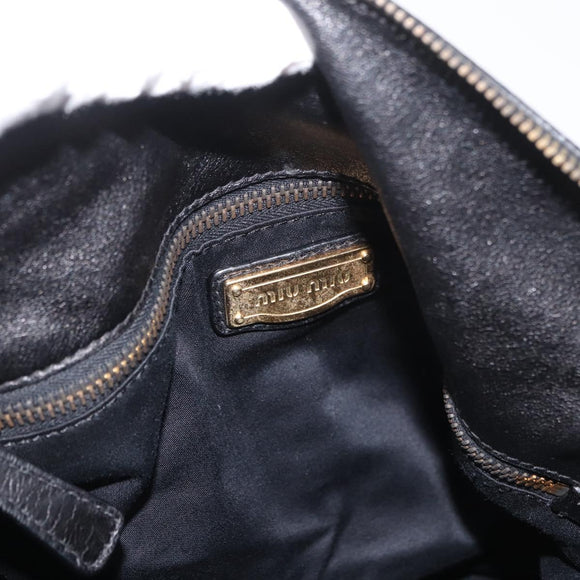 Miu Miu Handtas Leer 2-weg Zwart Goud Auth yk20440SAM