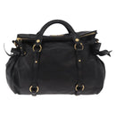 Miu Miu Handtas Leer 2-weg Zwart Goud Auth yk20440SAM-2