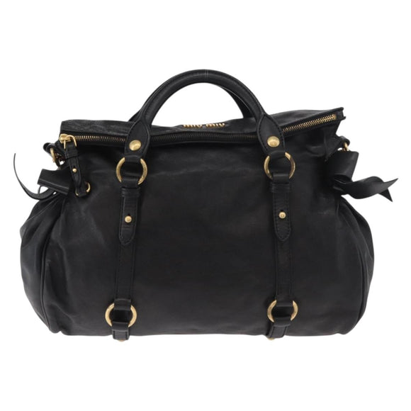 Miu Miu Handtas Leer 2-weg Zwart Goud Auth yk20440SAM