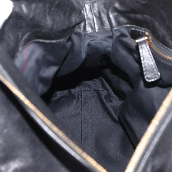 Miu Miu Handtas Leer 2-weg Zwart Goud Auth yk20440SAM