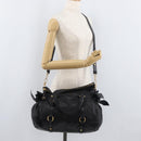 Miu Miu Handtas Leer 2-weg Zwart Goud Auth yk20440SAM-25
