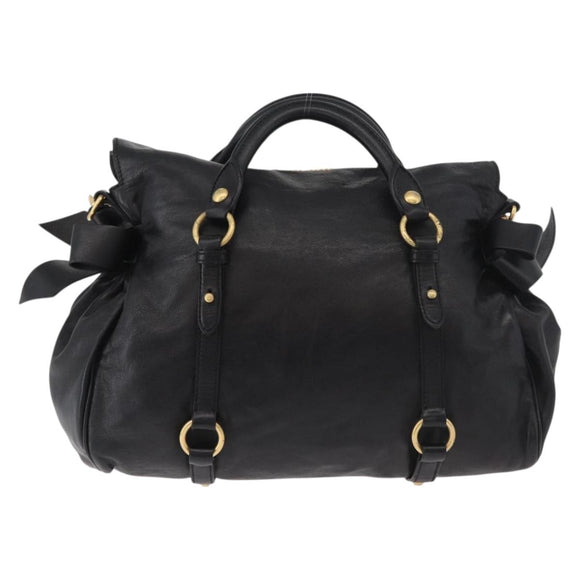 Miu Miu Handtas Leer 2-weg Zwart Goud Auth yk20440SAM