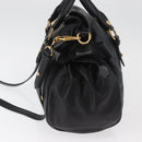 Miu Miu Handtas Leer 2-weg Zwart Goud Auth yk20440SAM-4