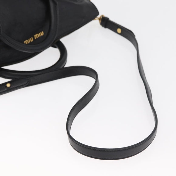 Miu Miu Handtas Leer 2-weg Zwart Goud Auth yk20440SAM