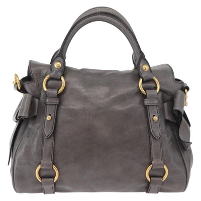 Miu Miu Hand Bag Leather 2way Gray Gold Auth yk20442SAM - 0