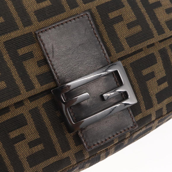 FENDI Zucca Canvas Mamma Baguette Umhängetasche Schwarz Braun Auth yk20443SAM
