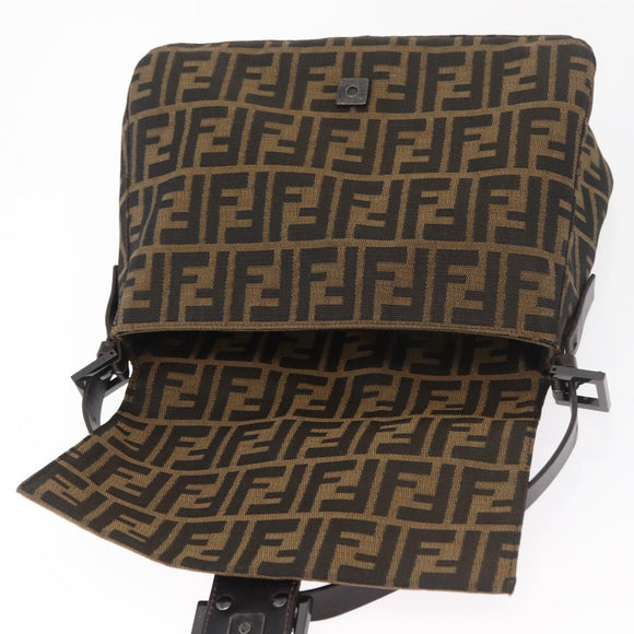 FENDI Zucca Canvas Mamma Baguette Umhängetasche Schwarz Braun Auth yk20443SAM
