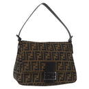 FENDI Zucca Canvas Mamma Baguette Umhängetasche Schwarz Braun Auth yk20443SAM-1