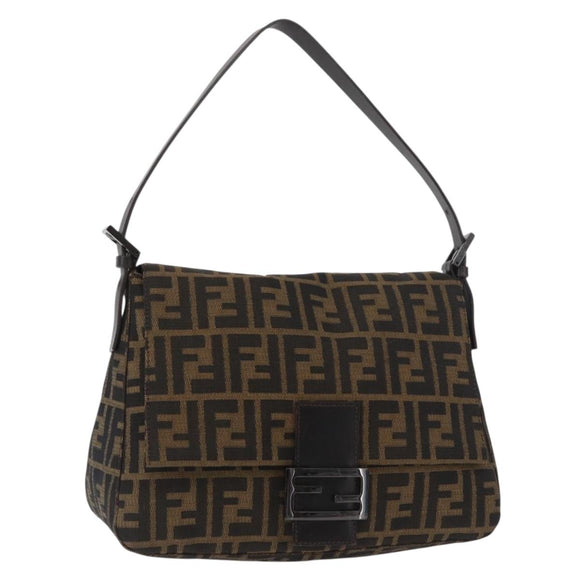 FENDI Zucca Canvas Mamma Baguette Umhängetasche Schwarz Braun Auth yk20443SAM