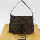 FENDI Zucca Canvas Mamma Baguette Umhängetasche Schwarz Braun Auth yk20443SAM-12