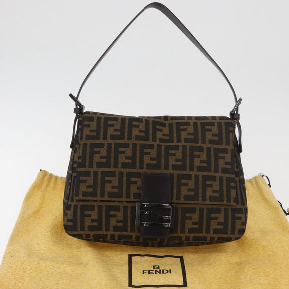 FENDI Zucca Canvas Mamma Baguette Umhängetasche Schwarz Braun Auth yk20443SAM