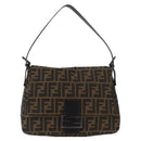 FENDI Zucca Canvas Mamma Baguette Umhängetasche Schwarz Braun Auth yk20443SAM-13