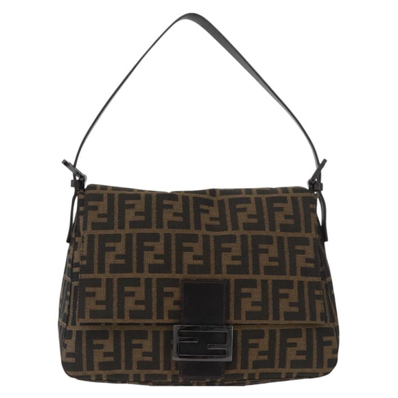 FENDI Zucca Canvas Mamma Baguette Umhängetasche Schwarz Braun Auth yk20443SAM
