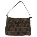 FENDI Zucca Canvas Mamma Baguette Umhängetasche Schwarz Braun Auth yk20443SAM-2