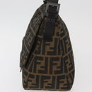 FENDI Zucca Canvas Mamma Baguette Umhängetasche Schwarz Braun Auth yk20443SAM-3