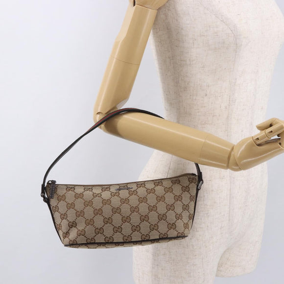 GUCCI GG Canvas Sherry Line Hand Bag Beige Gold 141809 Auth yk20448SAV