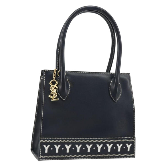 SAINT LAURENT Handtasche Leder 2-Wege Marine Gold Auth yk20450A
