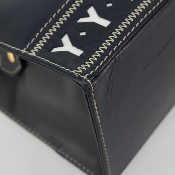 SAINT LAURENT Handtasche Leder 2-Wege Marine Gold Auth yk20450A