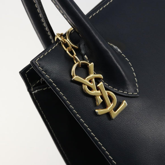 SAINT LAURENT Handtasche Leder 2-Wege Marine Gold Auth yk20450A