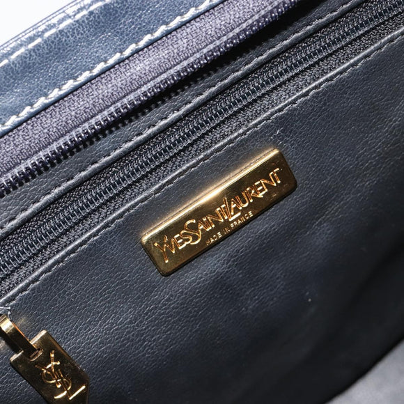 SAINT LAURENT Handtasche Leder 2-Wege Marine Gold Auth yk20450A
