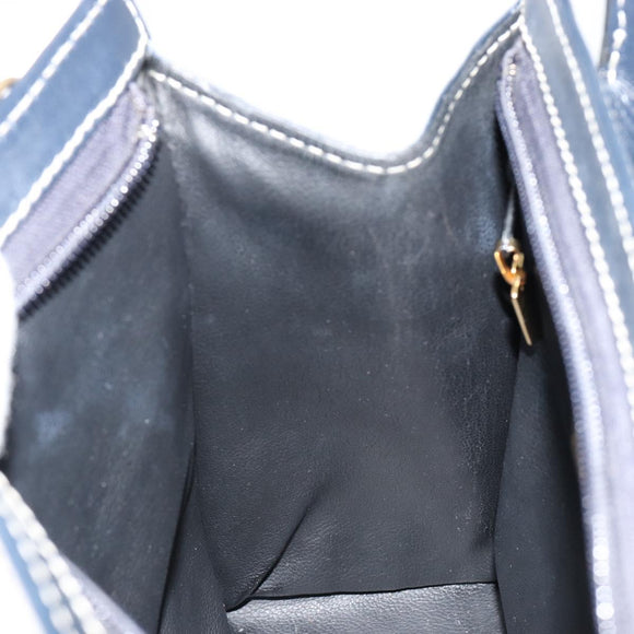 SAINT LAURENT Handtasche Leder 2-Wege Marine Gold Auth yk20450A