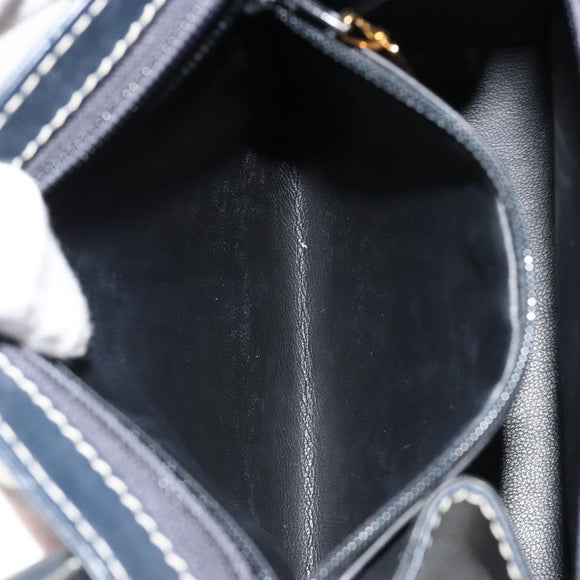 SAINT LAURENT Handtasche Leder 2-Wege Marine Gold Auth yk20450A