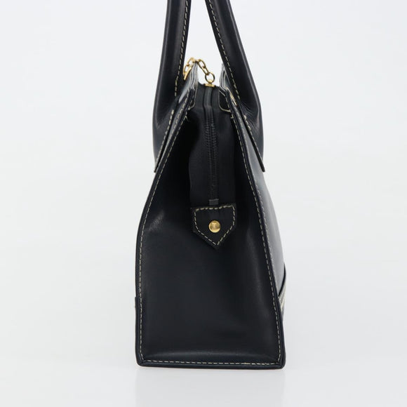 SAINT LAURENT Handtasche Leder 2-Wege Marine Gold Auth yk20450A