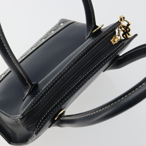 SAINT LAURENT Handtasche Leder 2-Wege Marine Gold Auth yk20450A
