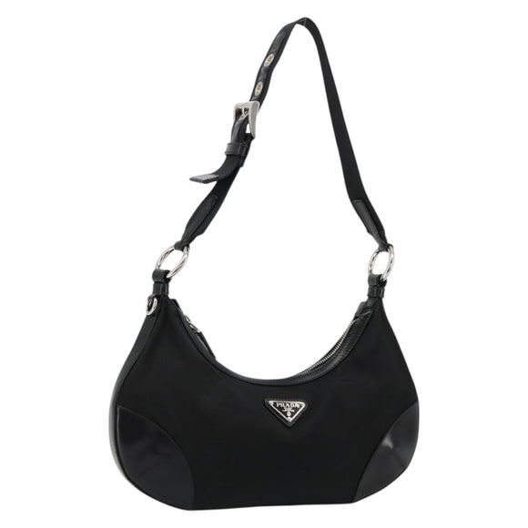 PRADA Shoulder Bag Nylon Black Silver Auth yk20451SAM