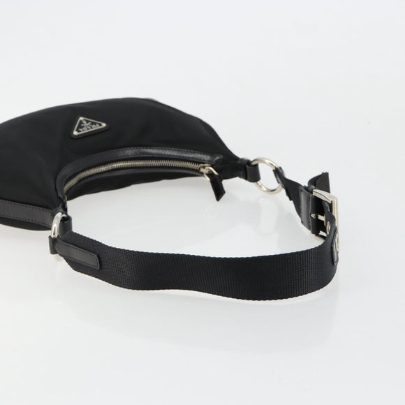PRADA Shoulder Bag Nylon Black Silver Auth yk20451SAM