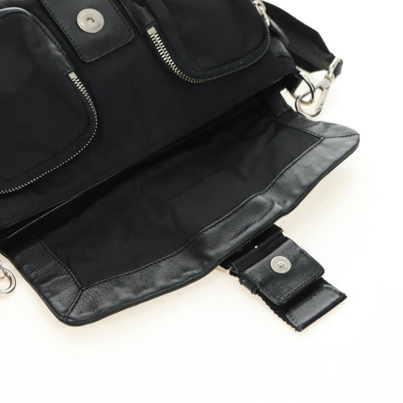 PRADA Shoulder Bag Nylon Black Silver Auth yk20454SAV