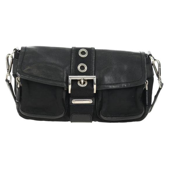 PRADA Shoulder Bag Nylon Black Silver Auth yk20454SAV