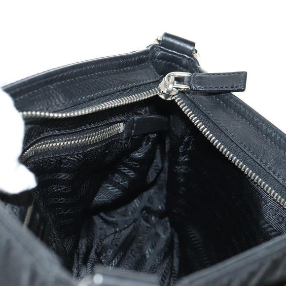 PRADA Shoulder Bag Nylon Black Silver Auth yk20454SAV