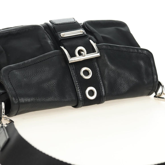 PRADA Shoulder Bag Nylon Black Silver Auth yk20454SAV