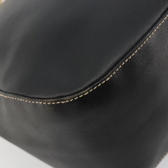 PRADA Umhängetasche Kette Leder Schwarz Gold Auth yk20455A
