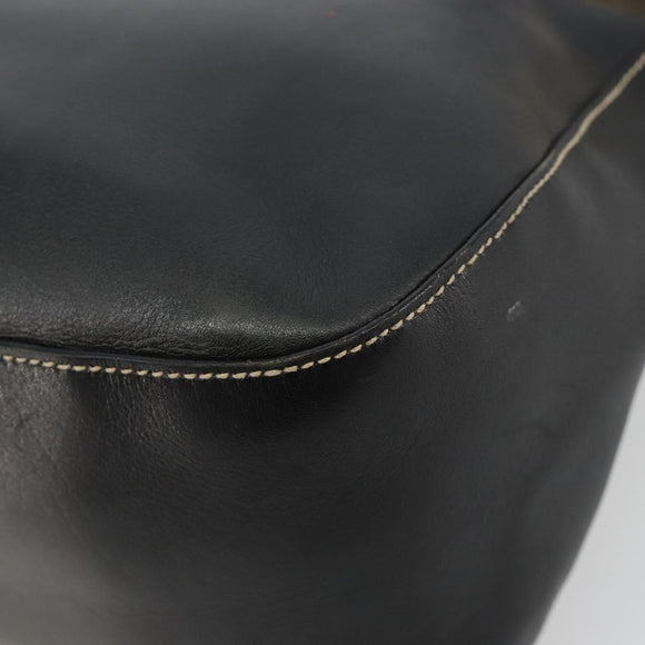 PRADA Umhängetasche Kette Leder Schwarz Gold Auth yk20455A