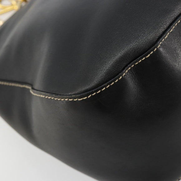 PRADA Umhängetasche Kette Leder Schwarz Gold Auth yk20455A