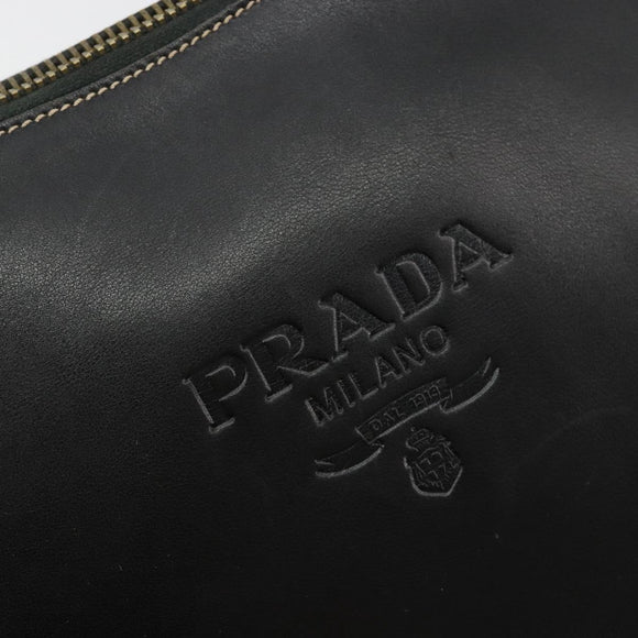 PRADA Umhängetasche Kette Leder Schwarz Gold Auth yk20455A