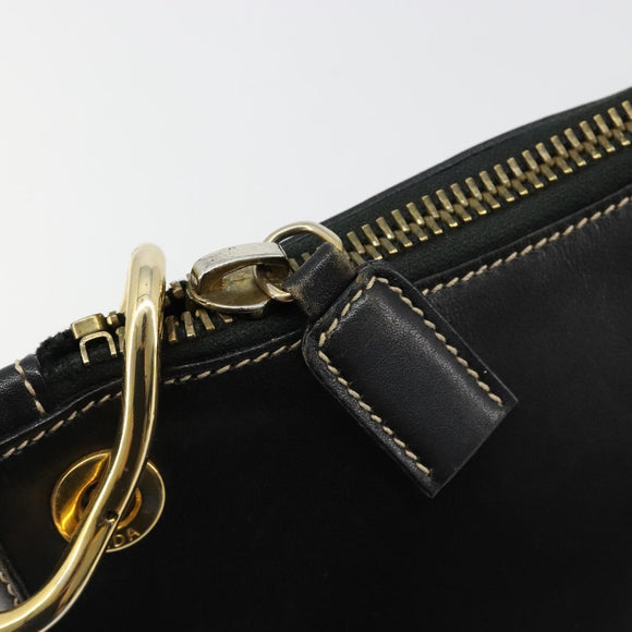 PRADA Umhängetasche Kette Leder Schwarz Gold Auth yk20455A