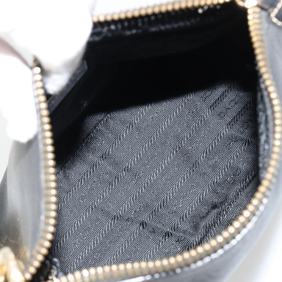PRADA Umhängetasche Kette Leder Schwarz Gold Auth yk20455A