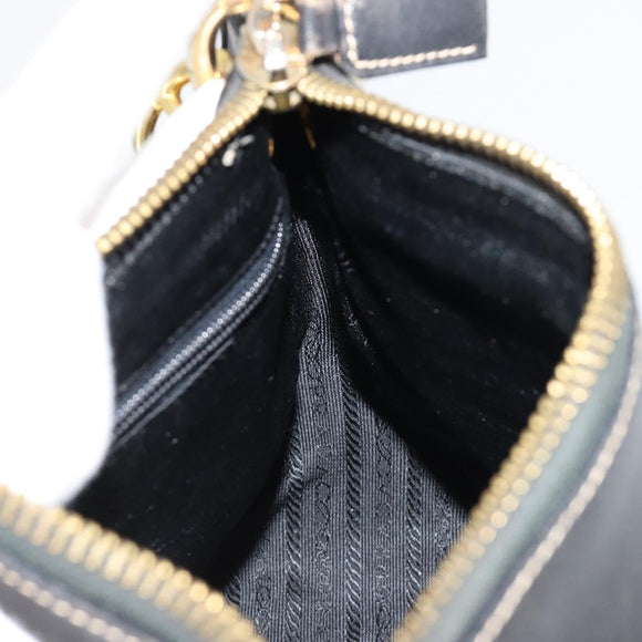 PRADA Umhängetasche Kette Leder Schwarz Gold Auth yk20455A