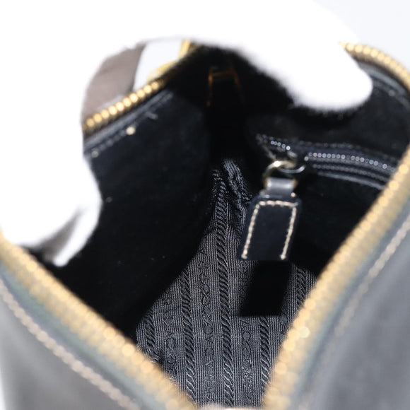 PRADA Umhängetasche Kette Leder Schwarz Gold Auth yk20455A