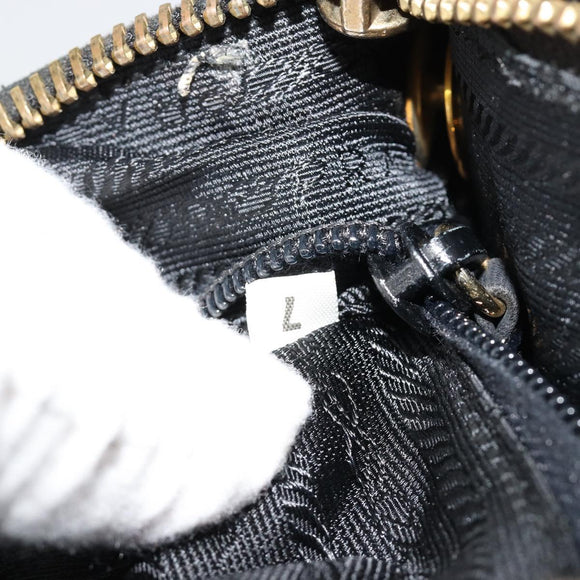PRADA Umhängetasche Kette Leder Schwarz Gold Auth yk20455A