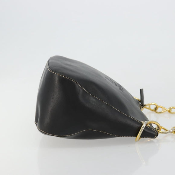 PRADA Umhängetasche Kette Leder Schwarz Gold Auth yk20455A