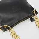 PRADA Umhängetasche Kette Leder Schwarz Gold Auth yk20455A-6