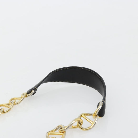 PRADA Umhängetasche Kette Leder Schwarz Gold Auth yk20455A