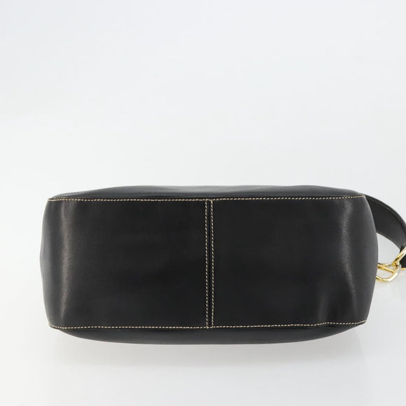 PRADA Umhängetasche Kette Leder Schwarz Gold Auth yk20455A
