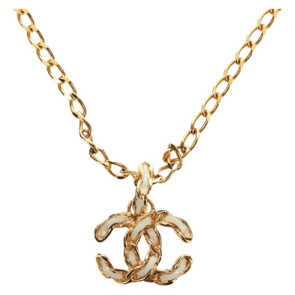 CHANEL COCO Mark Necklace metal Gold Tone CC Auth yk20459M