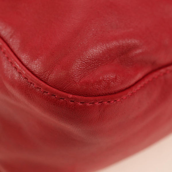 FENDI Mamma Baguette Shoulder Bag Leather Red Silver Auth yk20460SAM