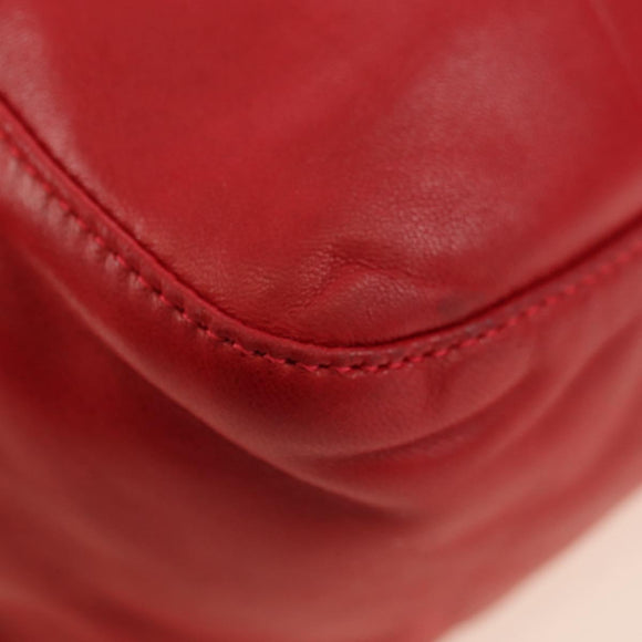 FENDI Mamma Baguette Shoulder Bag Leather Red Silver Auth yk20460SAM